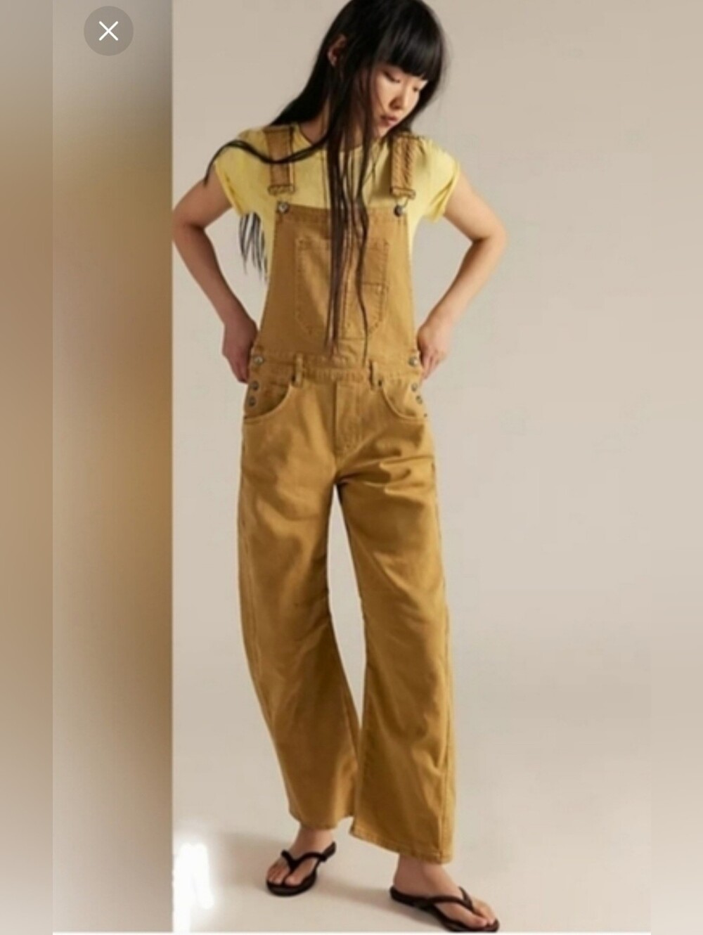 NWT We The Free Good Luck Barrel Overalls in Tan